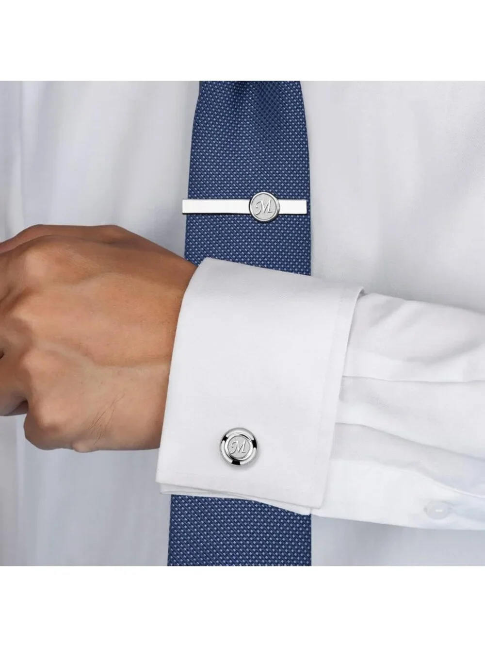 Personalized Initial Tie Clip & Cufflinks Set for Men | Wedding, Business